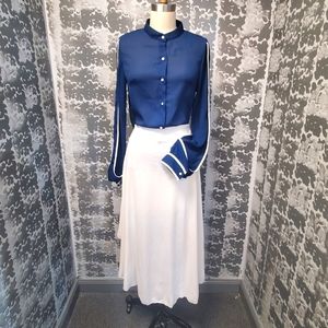 Navy and White Chiffon Top